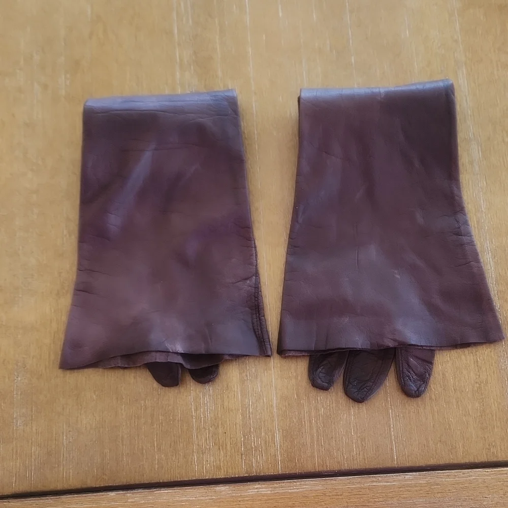 VINTAGE REAL KID LEATHER GLOVES.  MADE FOR A & S - Picture 11 of 12